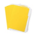 Stack of yellow files with documents on white background, top view Royalty Free Stock Photo