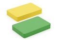 Stack of yellow and green rectangular objects on white background for design and decoration Royalty Free Stock Photo