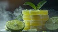 Delicious Lime Jelly Cubes with Mint and Smoke Royalty Free Stock Photo