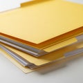 Stack of Yellow Manila Folders with Documents on a White Surface paper office Royalty Free Stock Photo