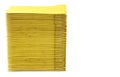 Stack of yellow padded envelopes isolated on white. Side view, copy space Royalty Free Stock Photo