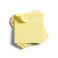 Stack of Yellow Sticky Notes with Shadow on White Background Royalty Free Stock Photo