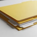 Stack of Yellow and White File Folders on a White Surface document paper Royalty Free Stock Photo