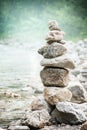 Stack of zen stones on nature background, concept of balance and harmony