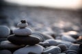 stack of zen stones on pebble beach Royalty Free Stock Photo