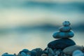 stack of zen stones on pebble beach Royalty Free Stock Photo