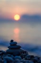 stack of zen stones on pebble beach Royalty Free Stock Photo