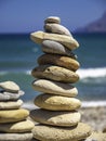 Stack of zen stones on pebble beach Royalty Free Stock Photo