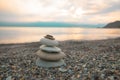 Stack of zen stones on pebble beach Royalty Free Stock Photo