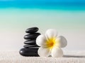 Stack of zen stones on sand beach Royalty Free Stock Photo