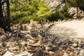 Stack of zen stones,Stack of stones on top of the mountain. Pile of rocks stone and mountains. Balanced stone for Royalty Free Stock Photo