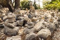 Stack of zen stones,Stack of stones on top of the mountain. Pile of rocks stone and mountains. Balanced stone for Royalty Free Stock Photo