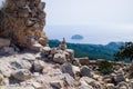 Stack of zen stones,Stack of stones on top of the mountain. Pile of rocks stone and mountains. Balanced stone for Royalty Free Stock Photo