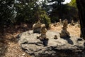 Stack of zen stones,Stack of stones on top of the mountain. Pile of rocks stone and mountains. Balanced stone for Royalty Free Stock Photo