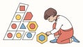Stackable Geometric Blocks: Child Learning Shapes Colors, vector design Generative AI Royalty Free Stock Photo