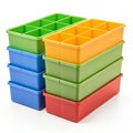 Stackable storage bins with dividers set Royalty Free Stock Photo