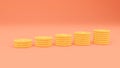 Stackcoins on  orange blackground. 3d rendering - illustration Royalty Free Stock Photo