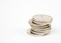 Stacked 5 pence coins Royalty Free Stock Photo