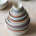 A stacked arrangement of ceramic bowls Royalty Free Stock Photo