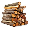 A stacked arrangement of various logs, suitable for firewood or woodworking projects Royalty Free Stock Photo