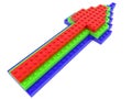 Stacked arrows build from toy bricks Royalty Free Stock Photo