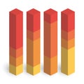 Stacked bar chart of 4 columns. 3D isometric colorful vector graph Royalty Free Stock Photo