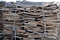 Stacked bark of raw cork oak Royalty Free Stock Photo