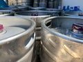 Stacked Barrels of Beer, metal pub kegs