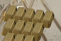 Stacked bars of gold bullion.Financial concept Royalty Free Stock Photo