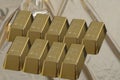 Stacked bars of gold bullion.Financial concept Royalty Free Stock Photo