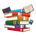 Stacked big books and some falling Royalty Free Stock Photo