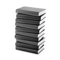 Stacked blank black books isolated on white background. 3D rendering Royalty Free Stock Photo
