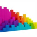 Stacked blocks create a colorful bar chart-like formation, transitioning smoothly Royalty Free Stock Photo