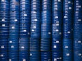 Stacked Blue Industrial Barrels