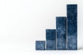 Stacked blue stone blocks on white background