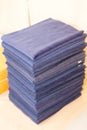 Stacked blue towels