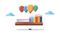 Stacked Books Elevating with Balloons Vector Illustration, Academic Achievement Theme, vector design Generative AI Royalty Free Stock Photo