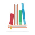 Stacked books in a row vector flat isolated