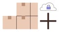 Stacked Boxes and Cloud Lock Emphasizing Storage and Security Solutions Royalty Free Stock Photo