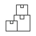 Stacked boxes icon in line design. boxes, storage, moving, packing, logistics, warehouse on white background vector. stacked boxes Royalty Free Stock Photo