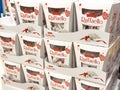 Stacked boxes of raffaello confectionery display in store Royalty Free Stock Photo