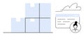 Cloud-Based Inventory Management with User Interface and Stacked Boxes Concept Royalty Free Stock Photo
