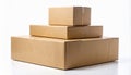 Stacked Brown Cardboard Boxes on White Reflective Surface Copy Space Royalty Free Stock Photo