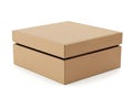 Stacked brown cardboard boxes on white surface Royalty Free Stock Photo