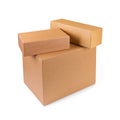 Stacked cardboard boxes isolated on white Royalty Free Stock Photo