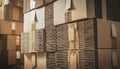 Stacked Cardboard Boxes with Tags Royalty Free Stock Photo