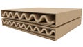 Stacked cardboard boxes with wavy interiors isolated on white background Royalty Free Stock Photo