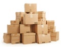 Stacked Cardboard Boxes on White Background for Moving or Shipping Royalty Free Stock Photo