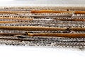 Stacked Cardboard Recycling Boxes In A Pile corrugated box horizontal close up stock photo copy space Paper cardboard, corrugated