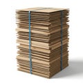 Stacked cardboard sheets secured with blue rubber bands Royalty Free Stock Photo